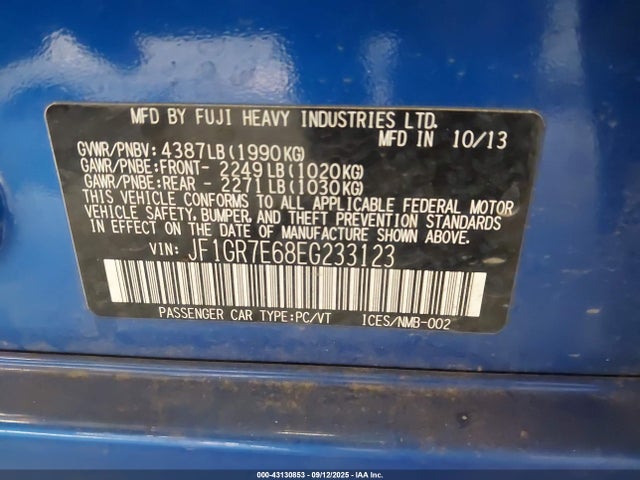 Subaru Impreza Wrx Limited 2014 JF1GR7E68EG233123 Image 9