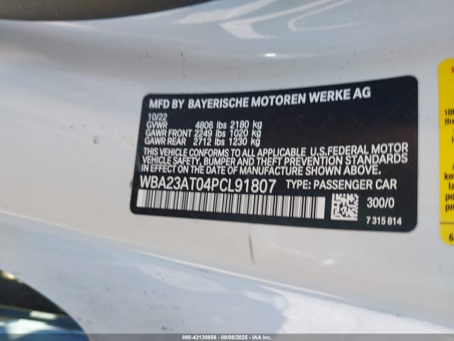 WBA23AT04PCL91807 BMW 430I