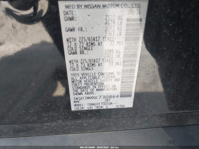 5N1AT2MV0GC730864 Nissan 2016
