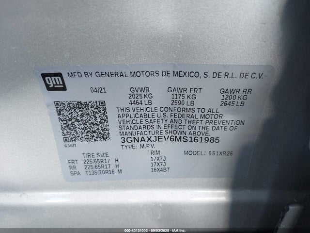 Chevrolet lyx 2021 3GNAXJEV6MS161985 Image 9