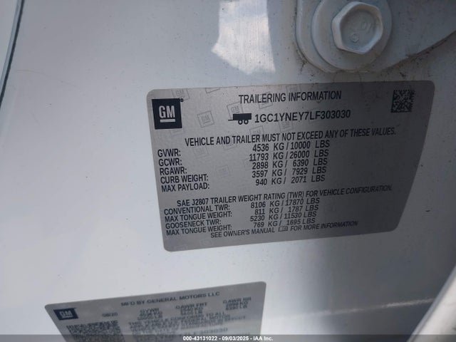1GC1YNEY7LF303030 Chevrolet l5p - di, duramax, gen 5, var. 1