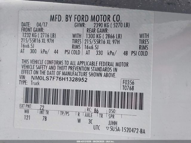 2017 FORD TRANSIT CONNECT NM0LS7F76H1328952 Photo 8