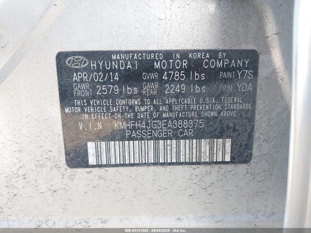 Hyundai gdi lambda -ii 2014 KMHFH4JG3EA388375 Image 9