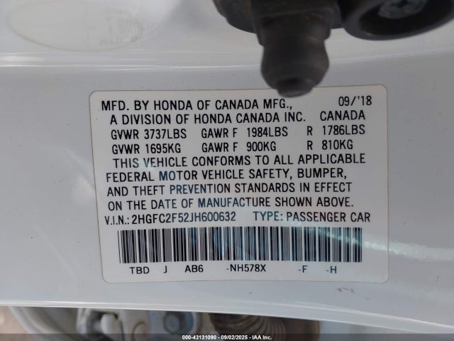 2HGFC2F52JH600632 Honda k20c2