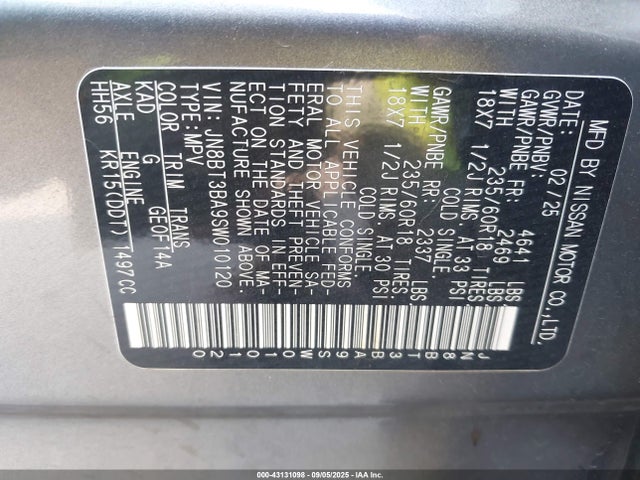 JN8BT3BA9SW010120 Nissan 2025