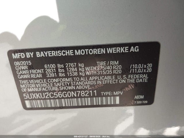 BMW X6 2016 5UXKU2C56G0N78211 Image 9