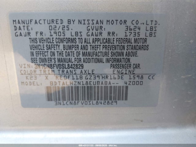 Nissan 2025 2025 3N1CN8FV0SL842829 Image 9