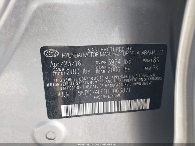 Hyundai Elantra 2017 5NPD74LF1HH063871 Image 9