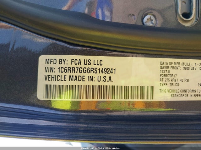 1C6RR7GG6RS149241 RAM 1500