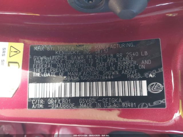 2017 LEXUS ES 350 58ABK1GG0HU078444 Photo 8