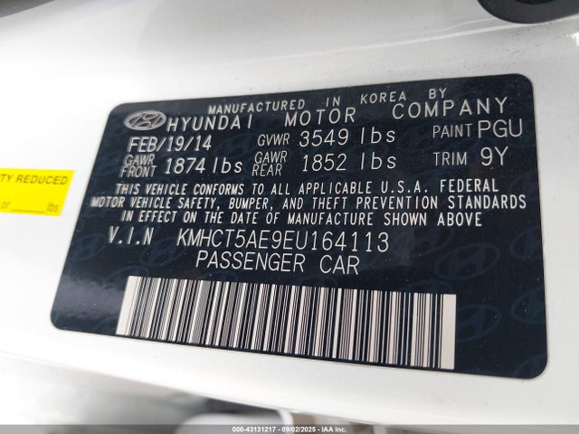 Hyundai dohc gdi gamma 2014 KMHCT5AE9EU164113 Image 9