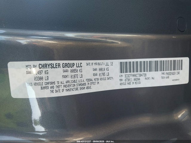 2012 FIAT 500 3C3CFFAR0CT384739 Photo 8