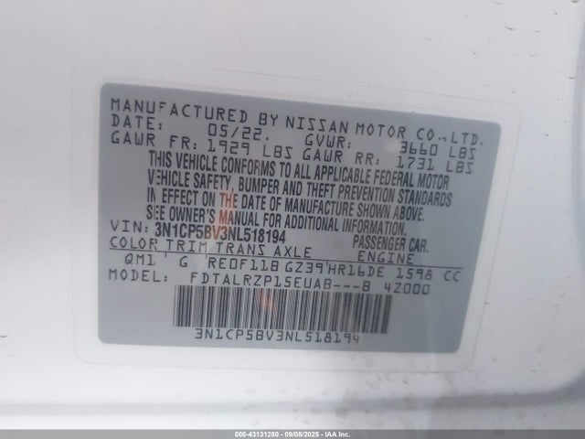3N1CP5BV3NL518194 Nissan Kicks