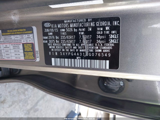 5XYPG4A31GG076549 KIA dohc gdi theta ii