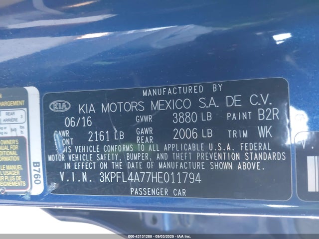 3KPFL4A77HE011794 KIA mpi nu
