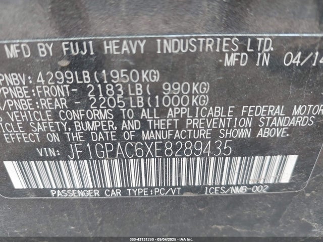 Subaru Impreza 2014 JF1GPAC6XE8289435 Image 9