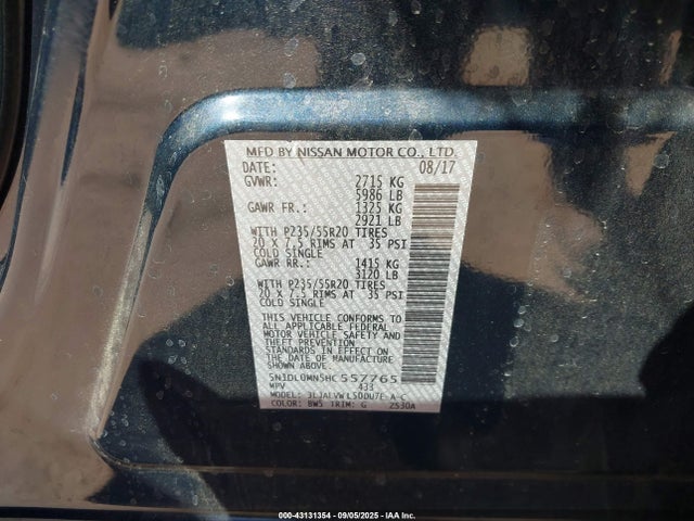 5N1DL0MN5HC557765 Infiniti QX60