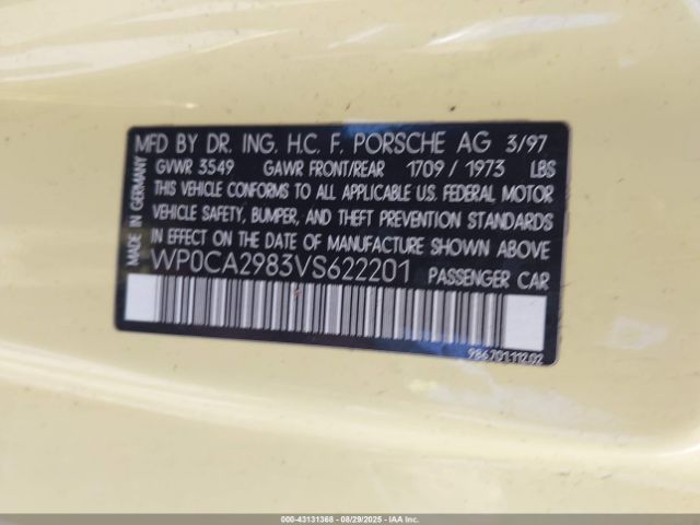 1997 PORSCHE BOXSTER WP0CA2983VS622201 Photo 8