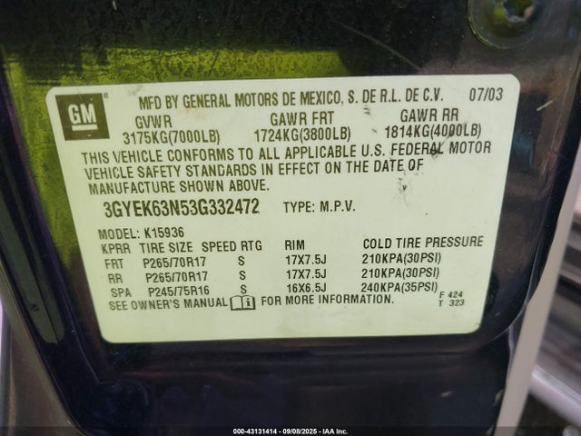 2003 CADILLAC ESCALADE EXT 3GYEK63N53G332472 Photo 8