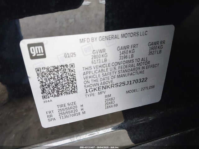 1GKENKRS2SJ170322 GMC lk0