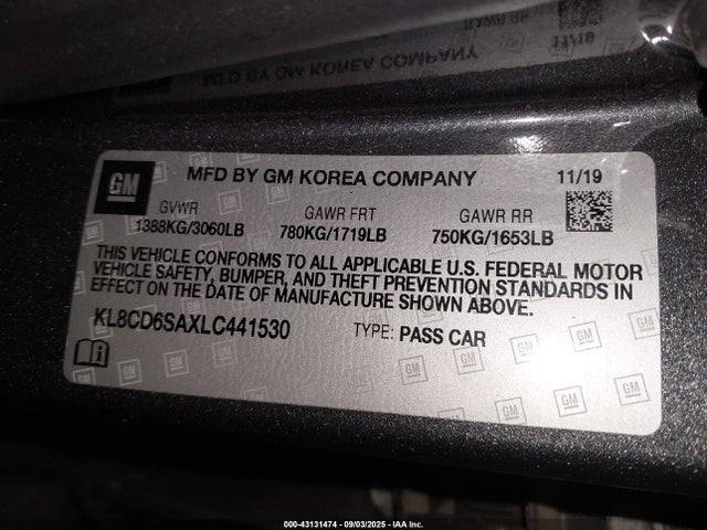 KL8CD6SAXLC441530 Chevrolet lv7 - mfi, variable valve timing, alum, gen 1 var 1