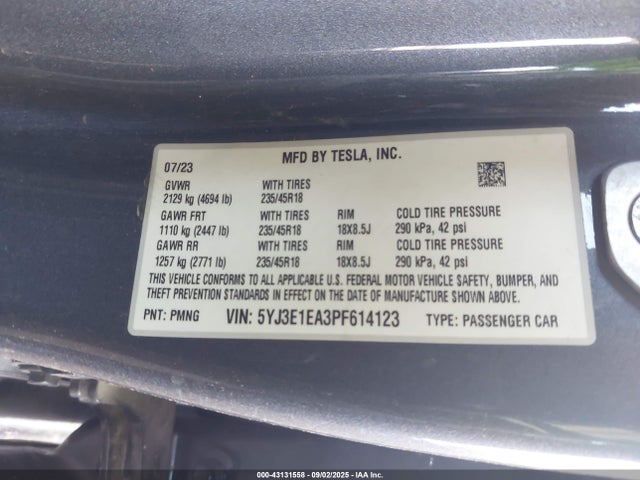 2023 TESLA MODEL 3 5YJ3E1EA3PF614123 Photo 8