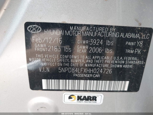 5NPD84LFXHH024726 Hyundai Elantra