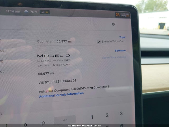 2020 TESLA MODEL 3 5YJ3E1EB4LF665309 Photo 6