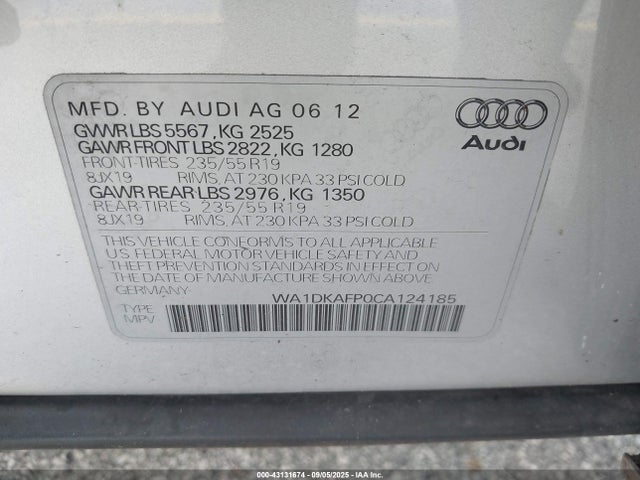 2012 AUDI Q5 WA1DKAFP0CA124185 Photo 8