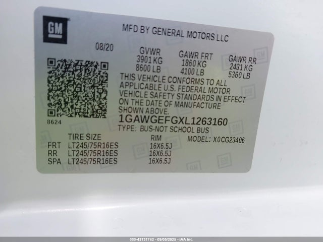 1GAWGEFGXL1263160 Chevrolet l96 - engine flexible fuel, iron