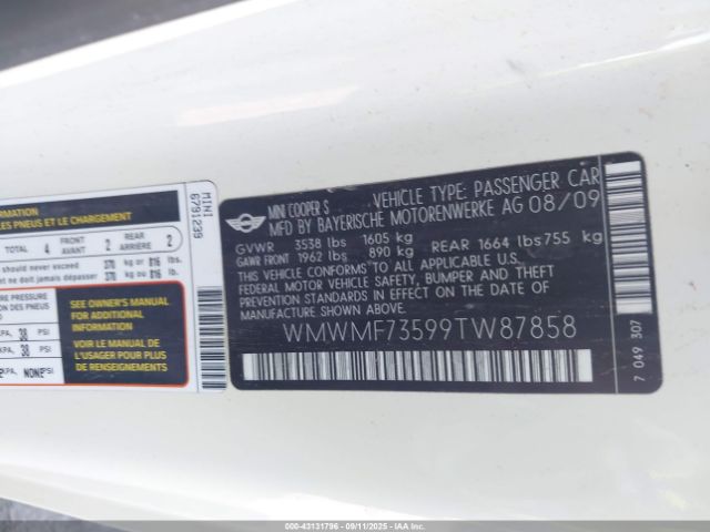 2009 MINI COOPER S WMWMF73599TW87858 Photo 8
