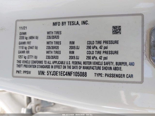 2022 TESLA MODEL 3 5YJ3E1EC4NF105088 Photo 8