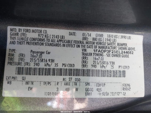 Ford 2014 2014 1FADP3F25EL244682 Image 9