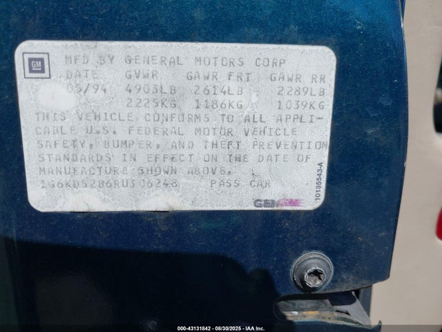 1994 CADILLAC DEVILLE 1G6KD52B6RU306248 Photo 8