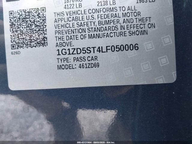 1G1ZD5ST4LF050006 Chevrolet lfv - direct injection, variable valve timing, gen 1