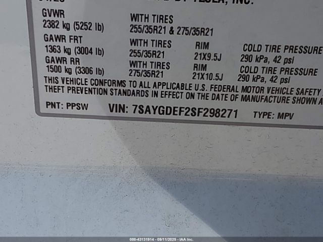 2025 TESLA MODEL Y 7SAYGDEF2SF298271 Photo 8