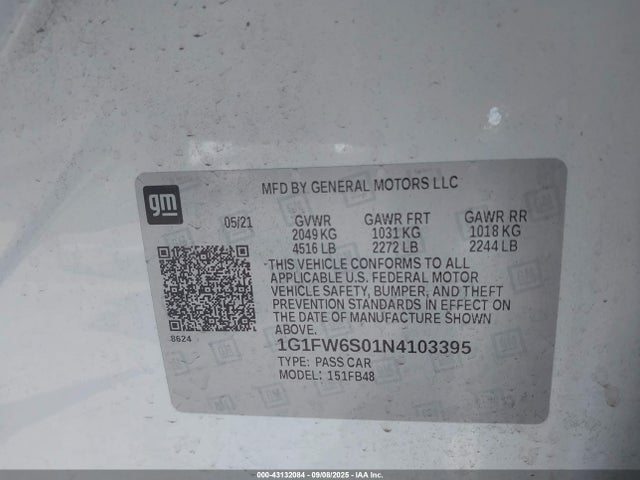 1G1FW6S01N4103395 Chevrolet 2022