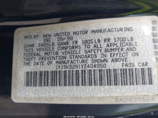 2000 CHEVROLET PRIZM 1Y1SK5281YZ404950 Photo 8