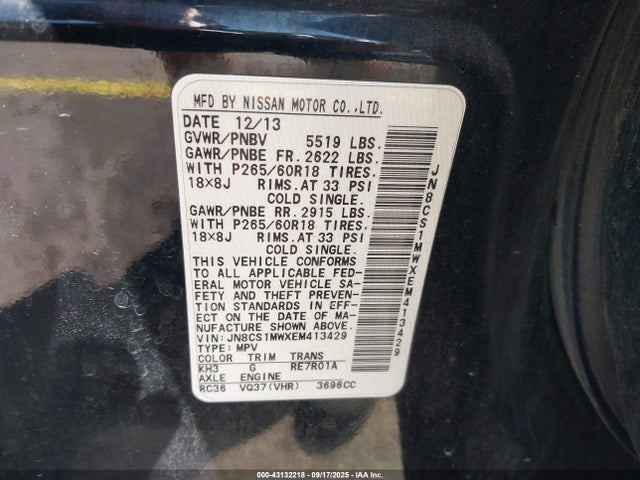 JN8CS1MWXEM413429 Infiniti 2014