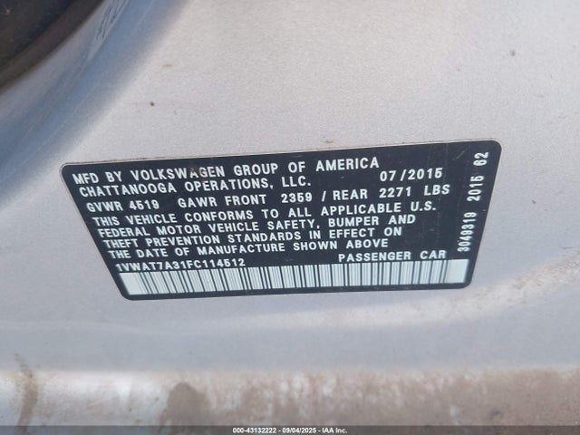 1VWAT7A31FC114512 Volkswagen Passat