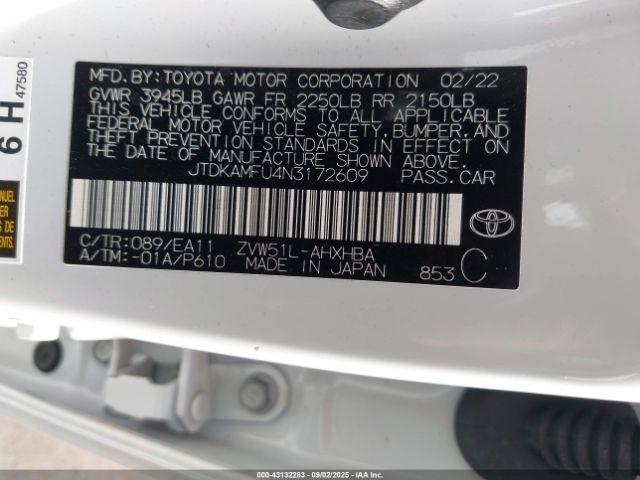 2022 TOYOTA PRIUS JTDKAMFU4N3172609 Photo 8