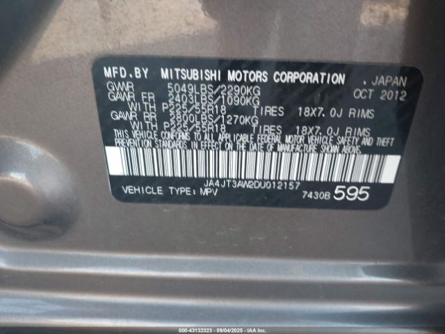 2013 MITSUBISHI OUTLANDER JA4JT3AW2DU012157 Photo 8