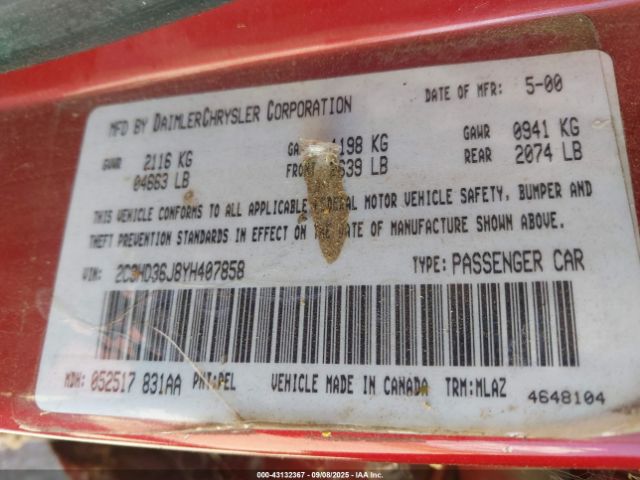 2000 CHRYSLER CONCORDE 2C3HD36J8YH407858 Photo 8