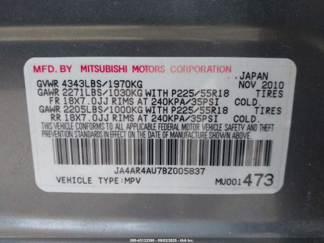 2011 MITSUBISHI OUTLANDER SPORT JA4AR4AU7BZ005837 Photo 8