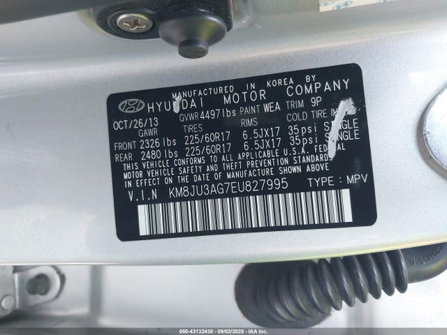 KM8JU3AG7EU827995 Hyundai gdi theta ii