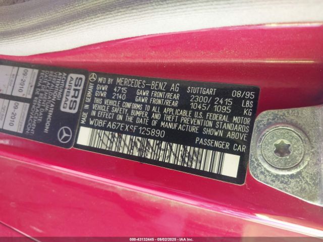 1995 MERCEDES-BENZ SL WDBFA67EXSF125890 Photo 8
