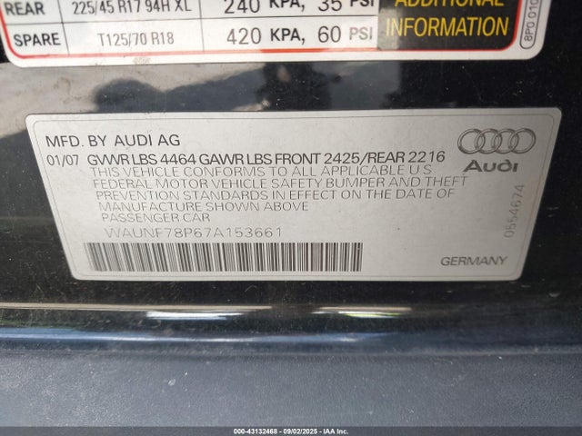 2007 AUDI A3 WAUNF78P67A153661 Photo 8