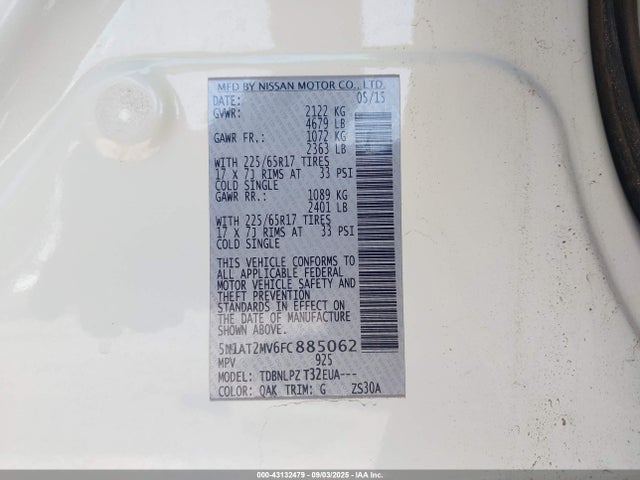 5N1AT2MV6FC885062 Nissan Rogue