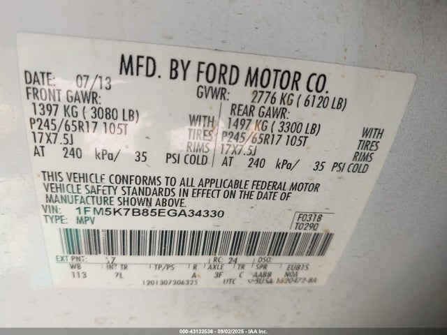 1FM5K7B85EGA34330 Ford 2014