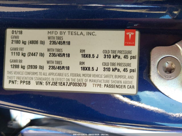 2018 TESLA MODEL 3 5YJ3E1EA7JF003079 Photo 8